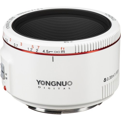Об'єктив Yongnuo Upgraded YN50MM II для Canon DSLR Camera (білий колір)