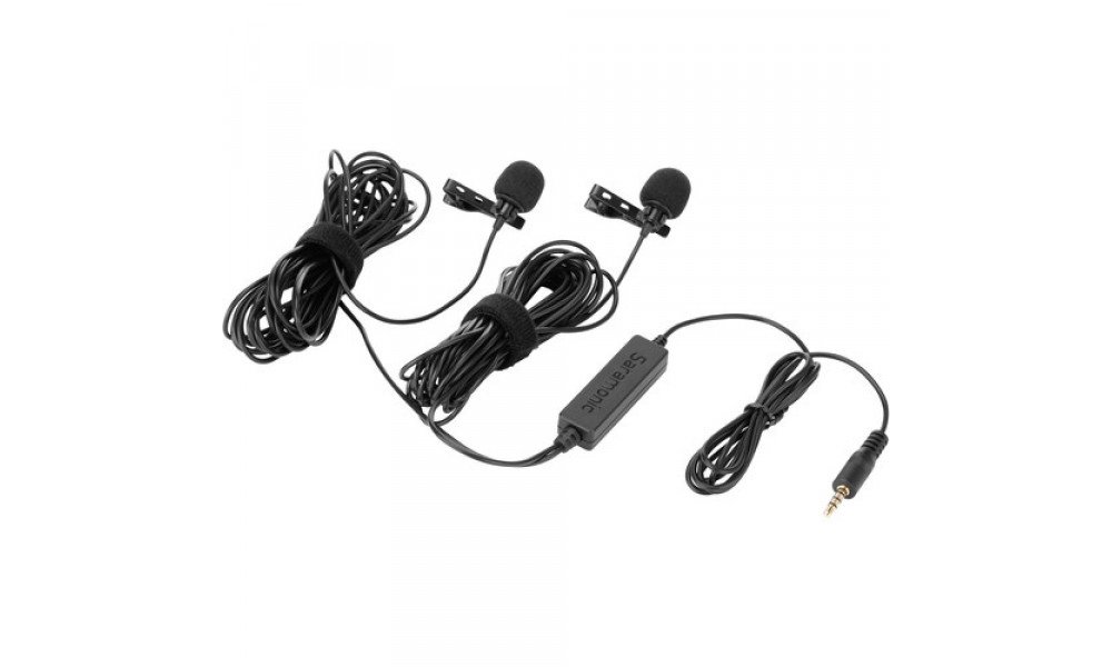 Петличный микрофон Saramonic с 2 микрофонными капсулами и зажимами для микрофона для камеры/телефона DSLR