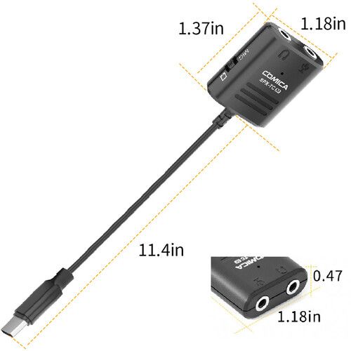 Адаптер COMICA CVM-SPX-UC Multi-Functional 3,5 мм (поддерживает микрофоны TRS и TRRS 3,5 мм) к USB TYPE