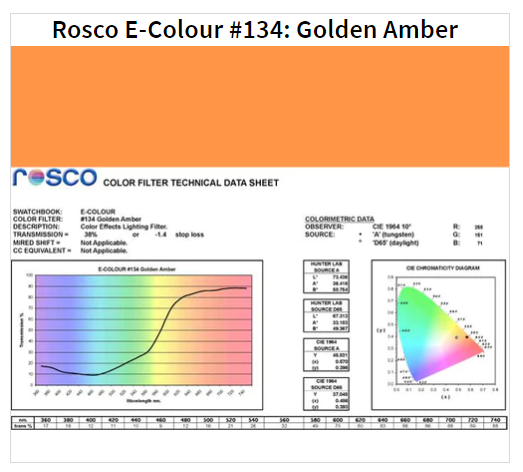 Фильтр Rosco E-Colour+ 134 Golden Amber Roll (61342)