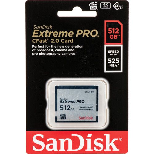 Карта памяти SanDisk 512GB Extreme PRO CFAST 2.0 512GB 525MB/s VPG130
